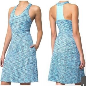 Mondetta Performance Gear MPG Blue Space Dye Dress Shelf Bra Athletic Pockets